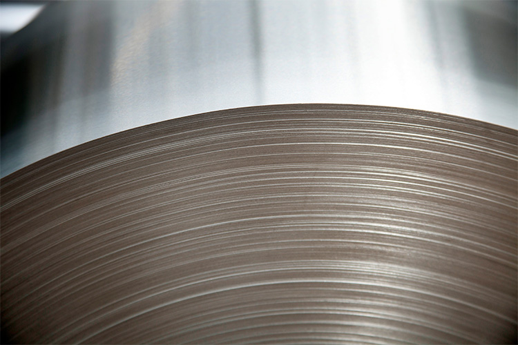 closeup of rolled sheet metal.