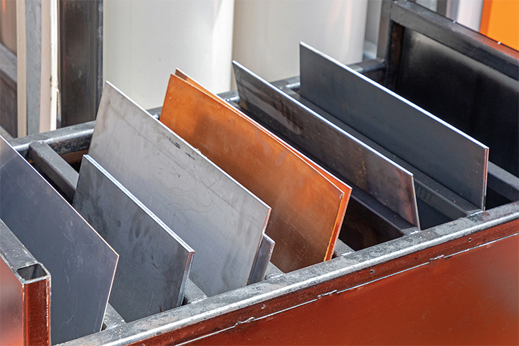 Samples of different types of sheet metal.